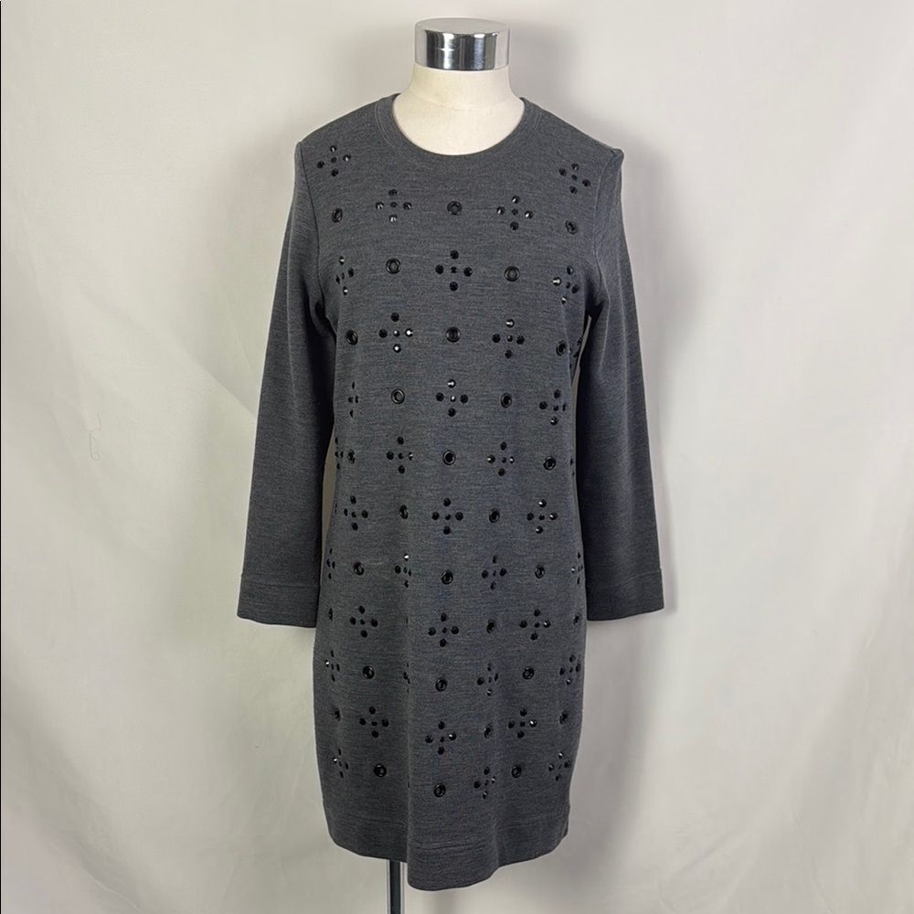 Marc Jacobs Gray Knit With Black Beads Mini Dress